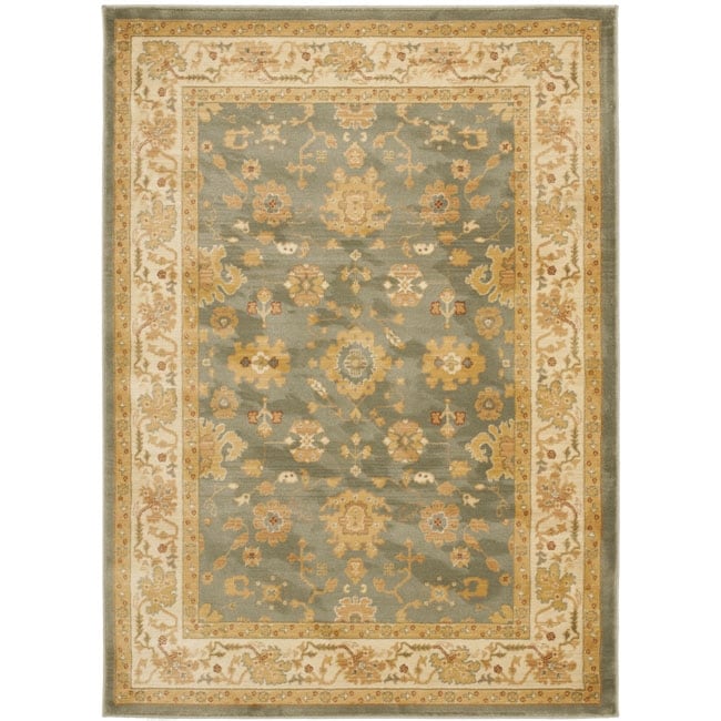 Oushak Blue/ Cream Powerloomed Rug (96 X 13)