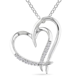 Miadora Sterling Silver 1ct TDW Diamond Heart Necklace (J-K, I3 ...
