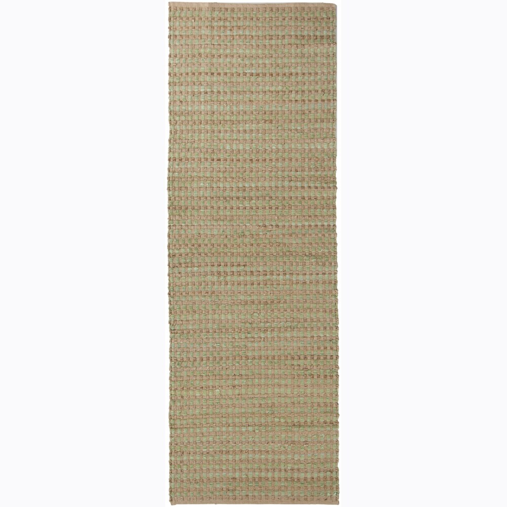 Handwoven Mandara Green/tan Rug (26 X 76)