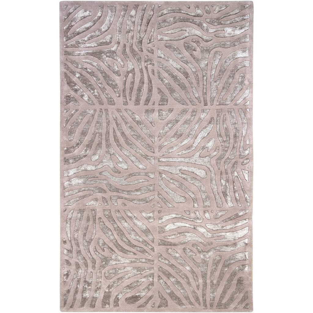 Hand-tufted Beige Zebra Animal Print Redfield Wool Area Rug - 9' x 13'