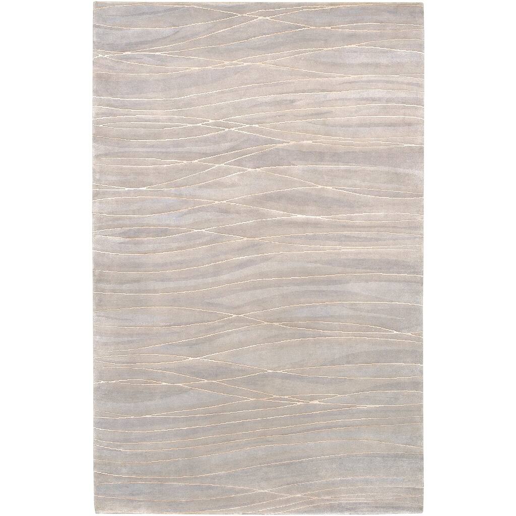 Hand-knotted Estelline Abstract Design Wool Area Rug - 5' x 8' - 5' x 8'