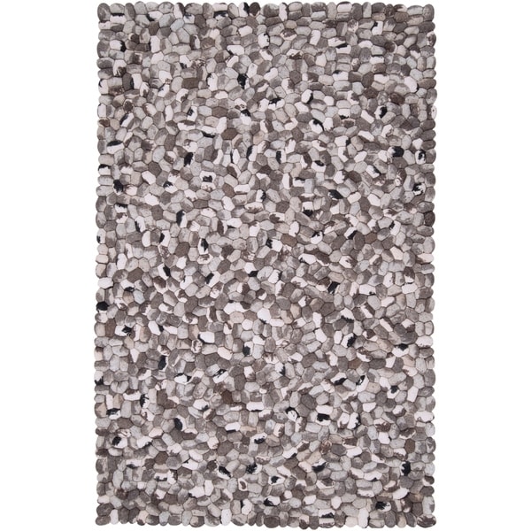 Hand-woven Canistota New Zealand Felted Wool Stone Look Textured Area Rug - 5' x 8'