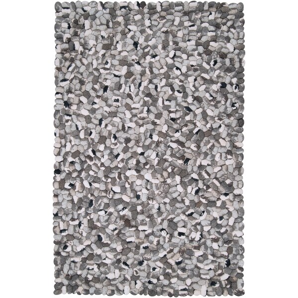 Hand-woven Canistota New Zealand Felted Wool Stone Look Textured Area Rug - 5' x 8'