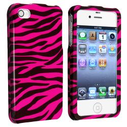Hot Pink/ Black Zebra Snap on Case for Apple iPhone 4 Eforcity Cases & Holders