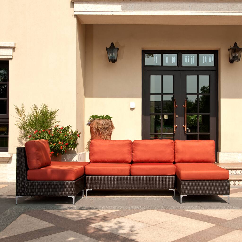 Handy Living Napa Springs Red Tulip 4 Piece Indoor/Outdoor Wicker Furniture Set