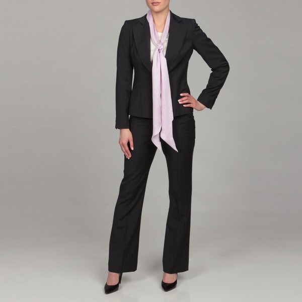 Anne Klein Women's Pink Scarf Black Pant Suit Anne Klein Pant Suits