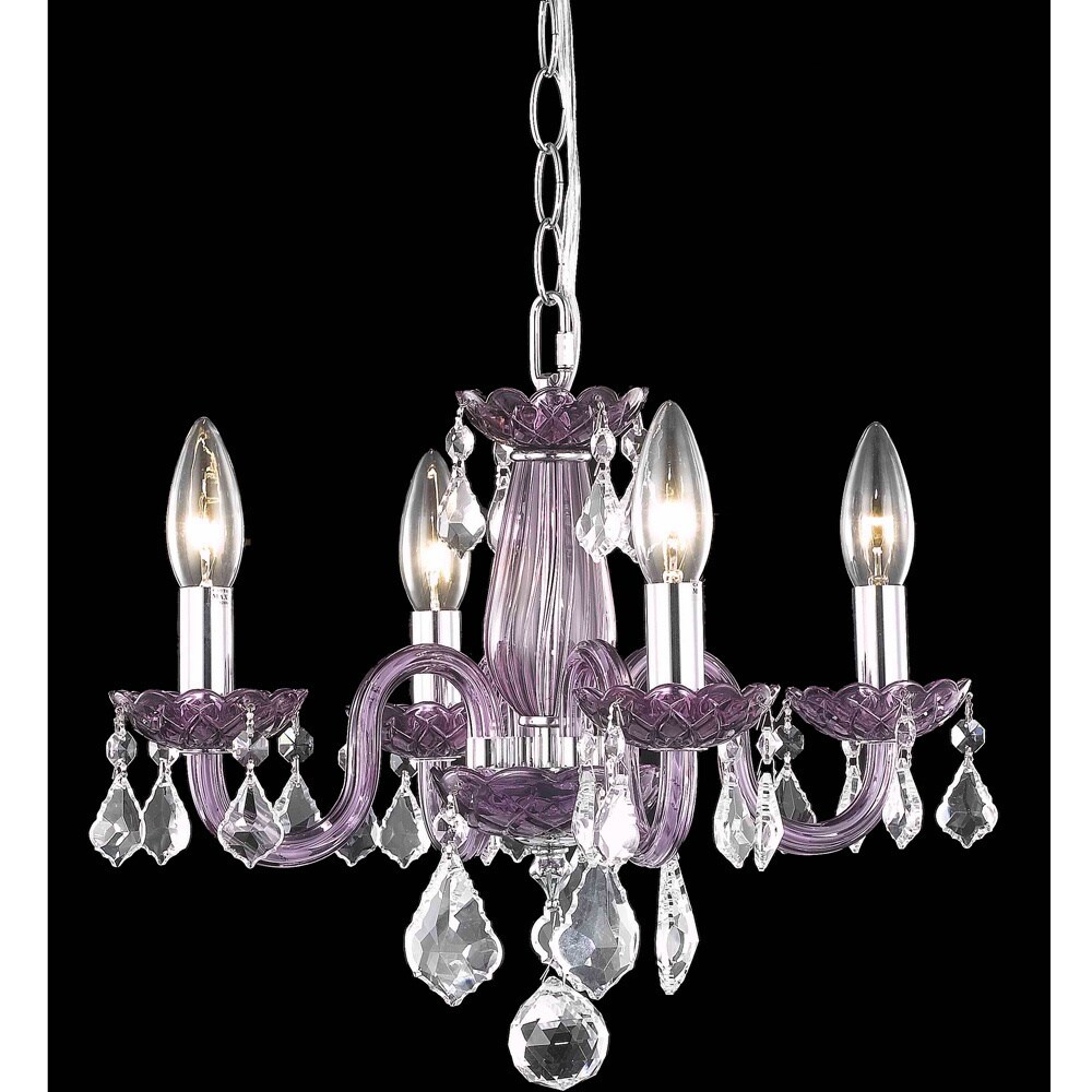 Somette Crystal Lattice Lavender 4-light Chandelier (Purple Chandelier) - Chandeliers For Bedrooms by Overstock.com