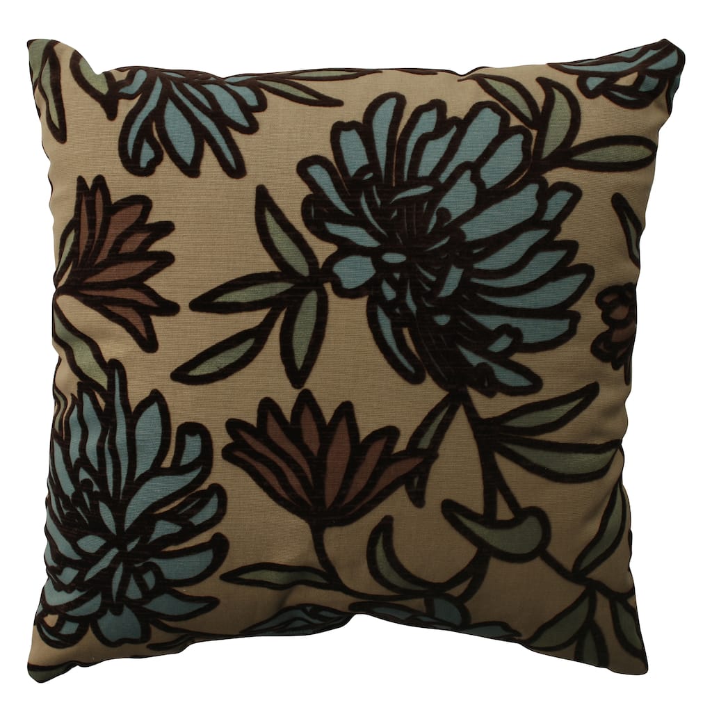PIllow Perfect Tan Floral Flocked Decorative Throw Pillow