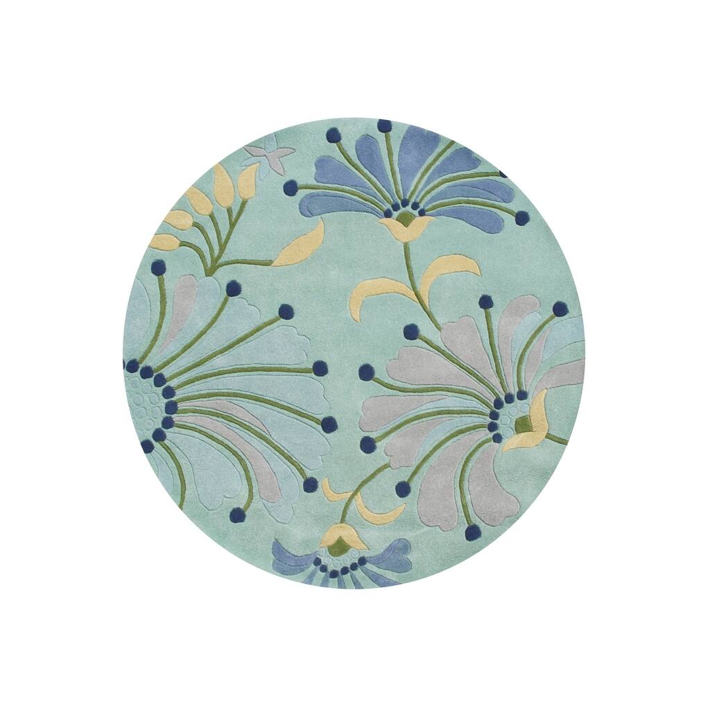 Alliyah Handmade Nile Blue New Zealand Blend Wool Rug - 6' x 6' Round