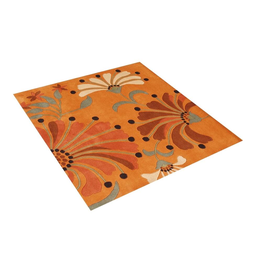 Alliyah Handmade Rust New Zealand Blend Wool Rug - 6' x 6'