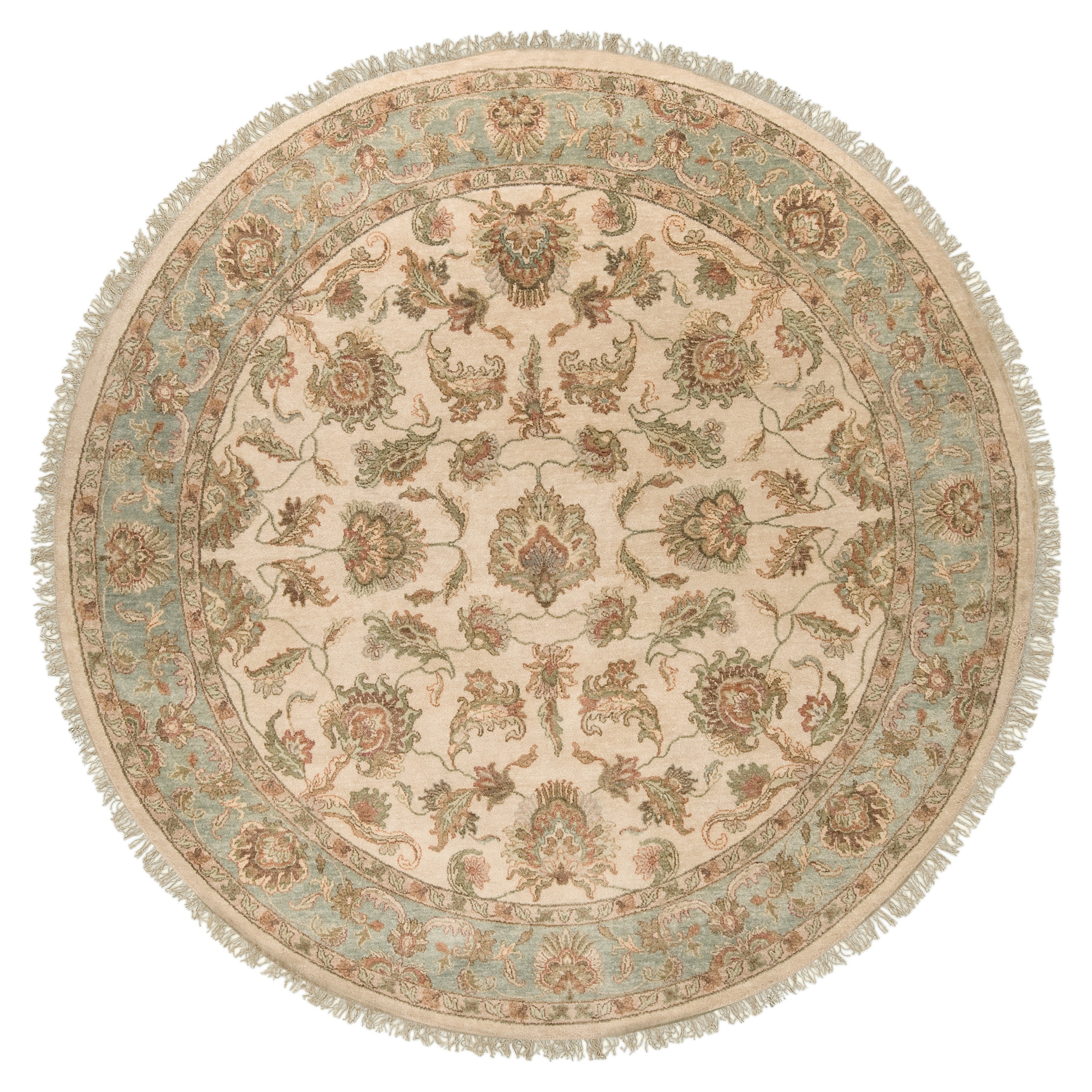 Hand knotted Newell New Zealand Hard Twist Wool Rug (8 Round)