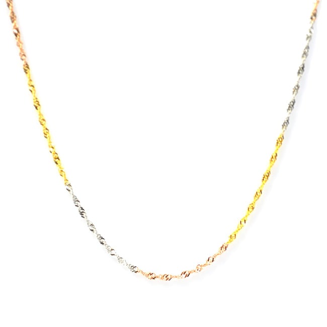 De Buman Tri color Sterling Silver 18 inch Singapore Chain  