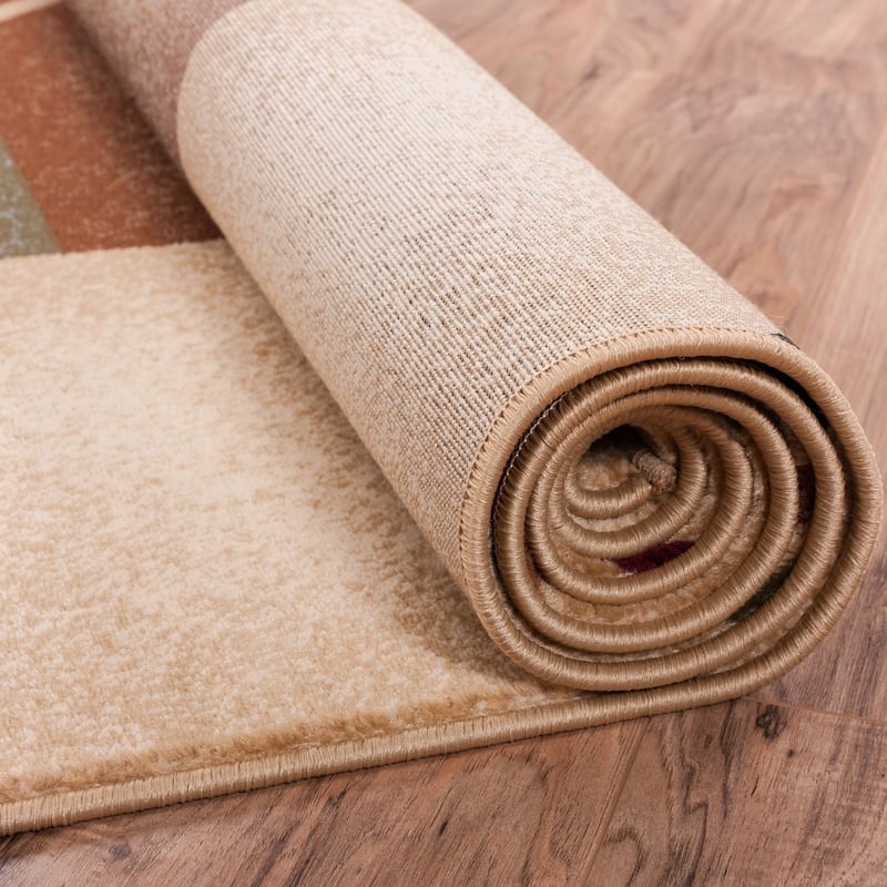 Well Woven Arcs Shapes Natural Modern Abstract Ivory, Beige, Brown, Blue Red Area Rug - 7' 10" x 9' 10"