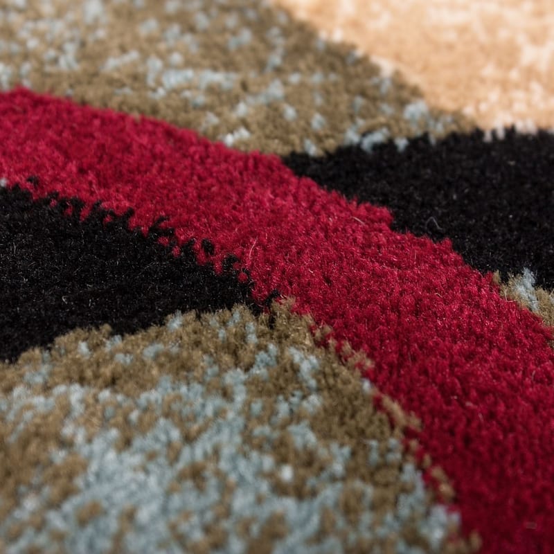 Well Woven Arcs Shapes Natural Modern Abstract Ivory, Beige, Brown, Blue Red Area Rug - 7' 10" x 9' 10"