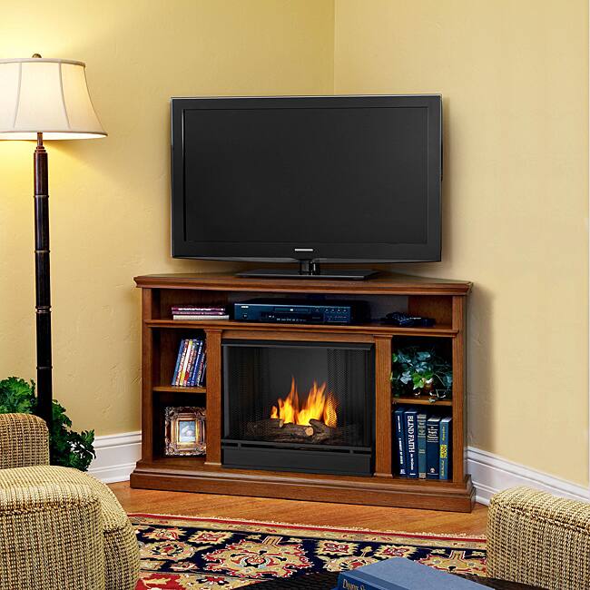 Churchill Gel Corner Fireplace Oak Finish by Real Flame