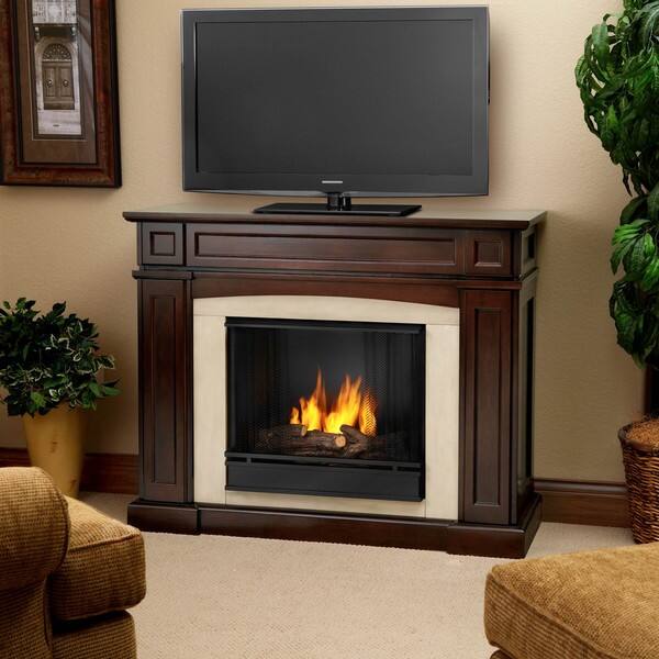 Shop Rutherford Real Flame Dark Mahogany Ventless Gel Fireplace