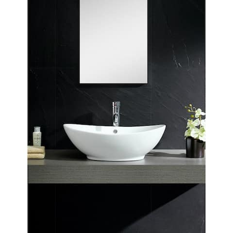 Fine Fixtures Vitreous-China White Vessel Sink with Curving Sides