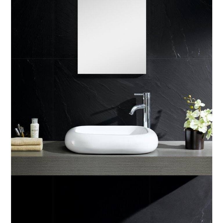 Fine Fixtures Rectangular Vitreous-China White Vessel Sink