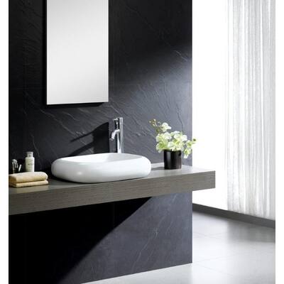 Fine Fixtures Rectangular Vitreous-China White Vessel Sink