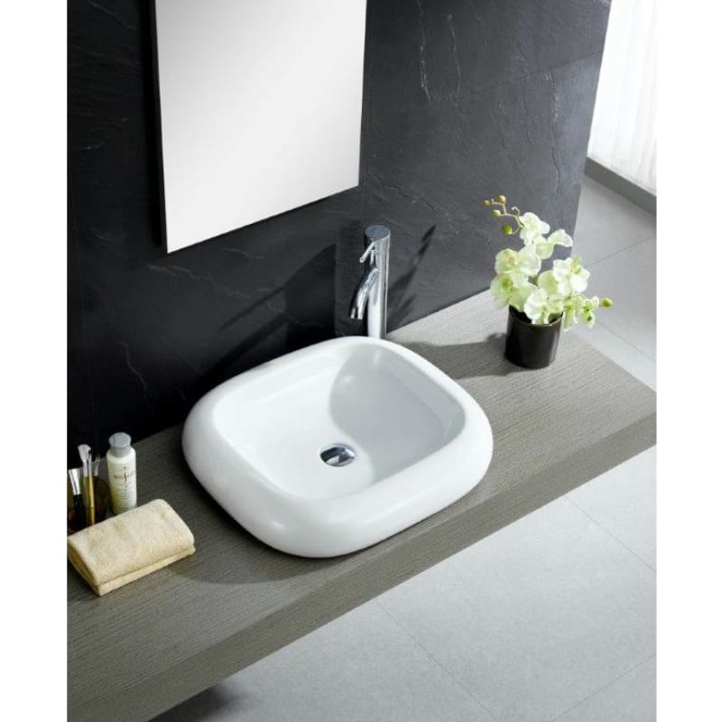 Fine Fixtures Rectangular Vitreous-China White Vessel Sink