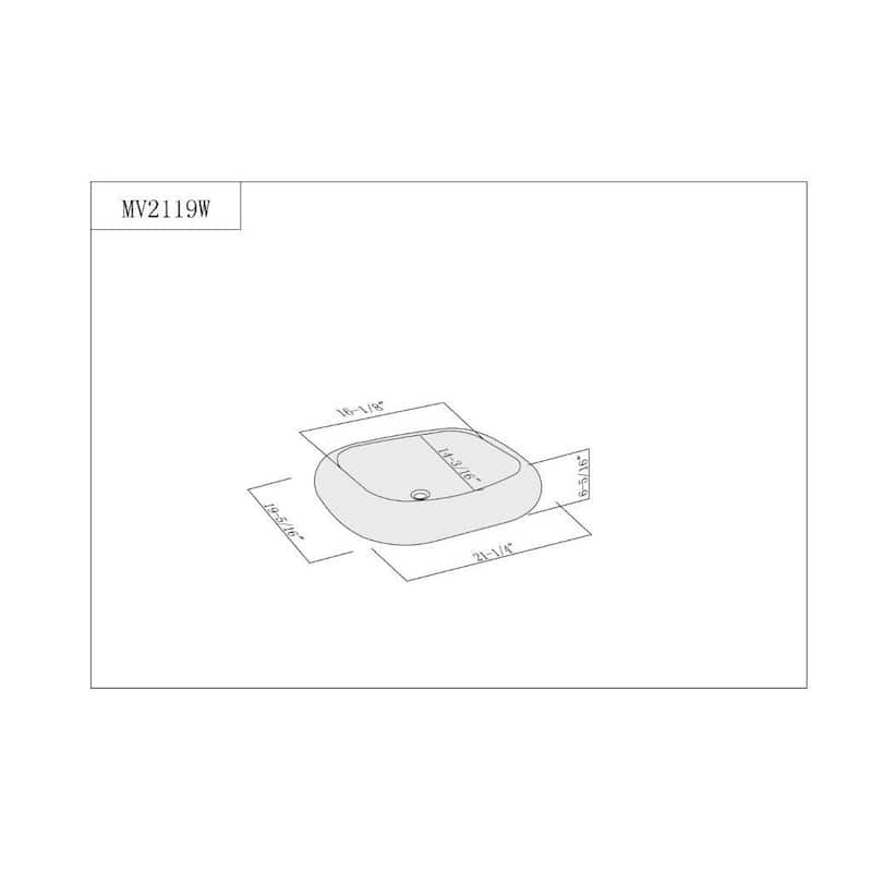 Fine Fixtures Rectangular Vitreous-China White Vessel Sink