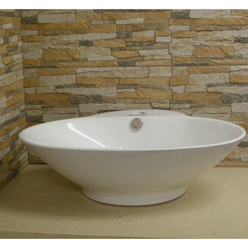 Fine Fixtures Oval Vitreous-China White Vessel Sink