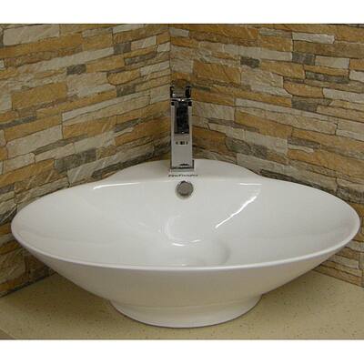 Fine Fixtures Oval Vitreous-China White Vessel Sink