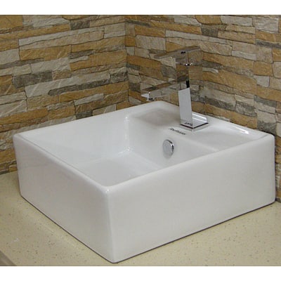 Fine Fixtures Vitreous-China White Vessel Sink with Deep Sides