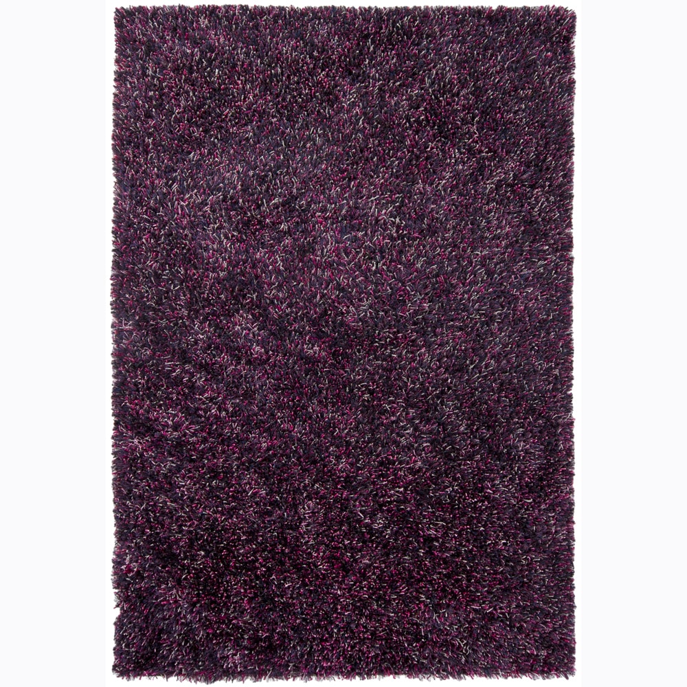 Handwoven Purple/silver/pink Mandara Shag Rug (79 X 106)