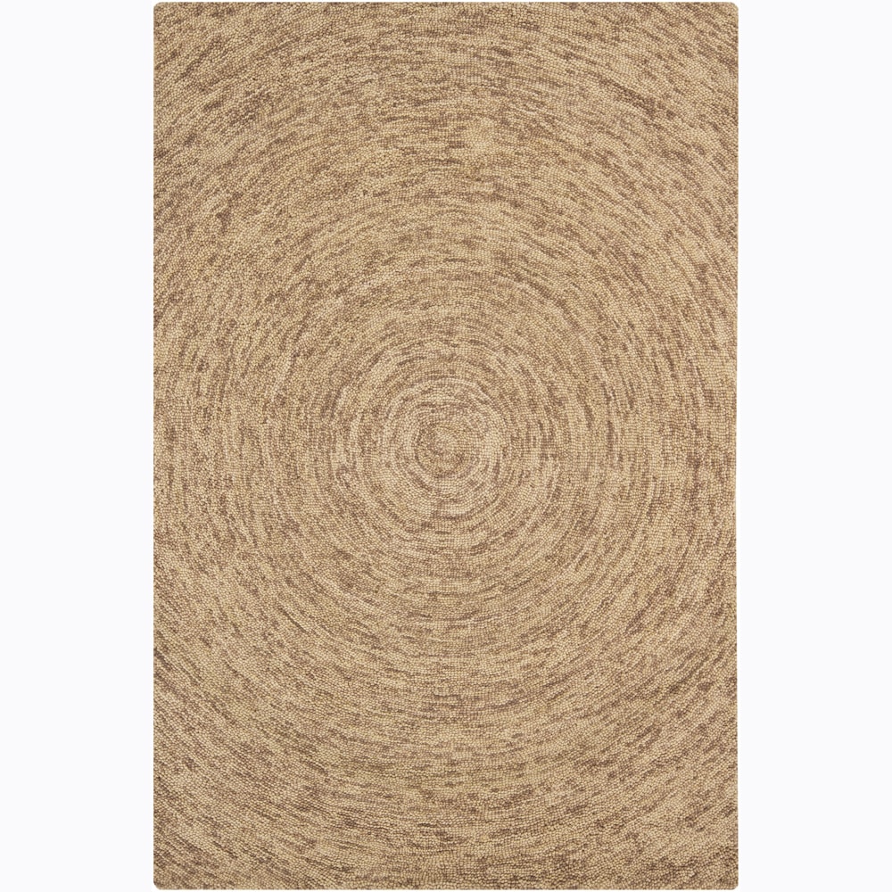 Hand tufted Beige/brown Abstract Mandara Wool Rug (5 X 76)