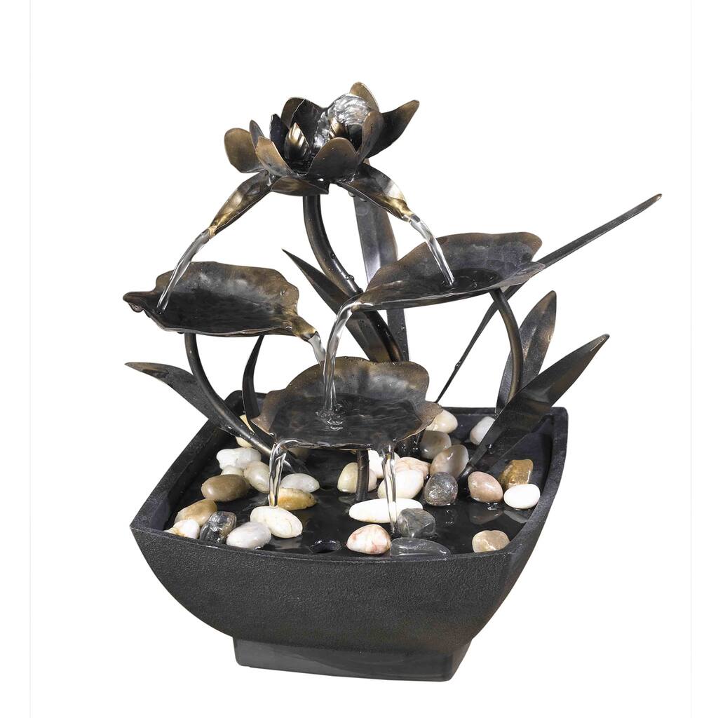 Cadono Tabletop Metal Leaves Water Fountain