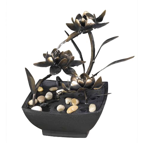 Cadono Tabletop Metal Flower Water Fountain