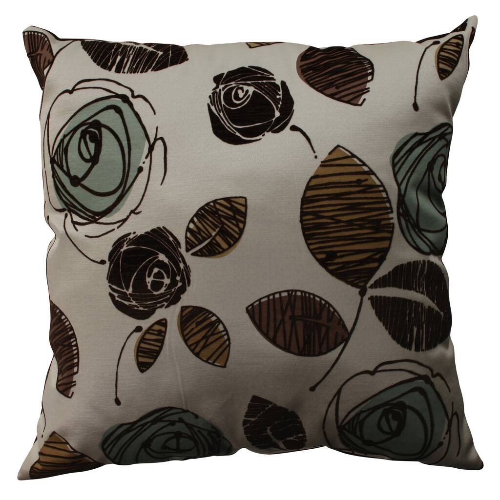 Pillow Perfect Floral Flocked Throw Pillow