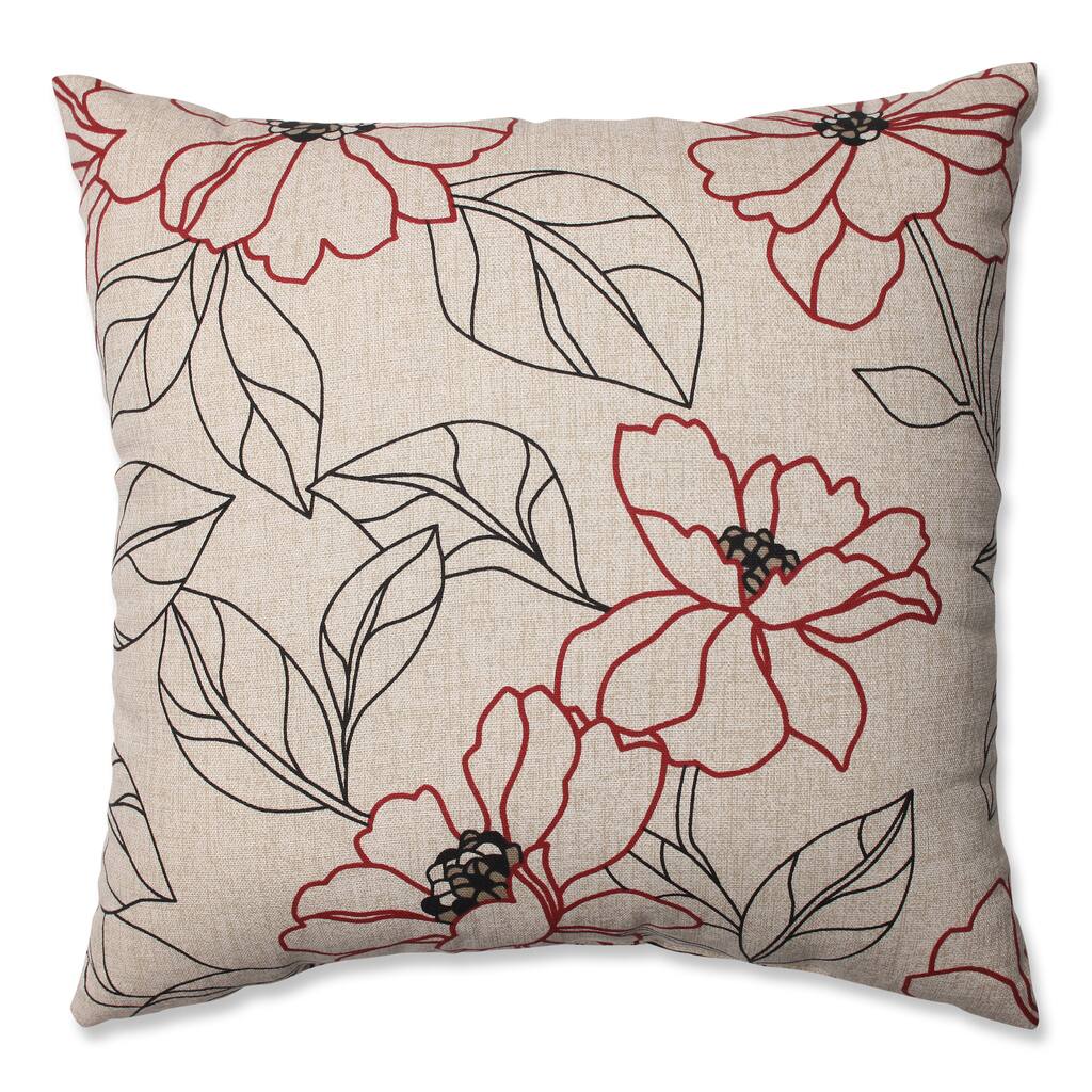 Pillow Perfect White/ Red Floral Throw Pillow
