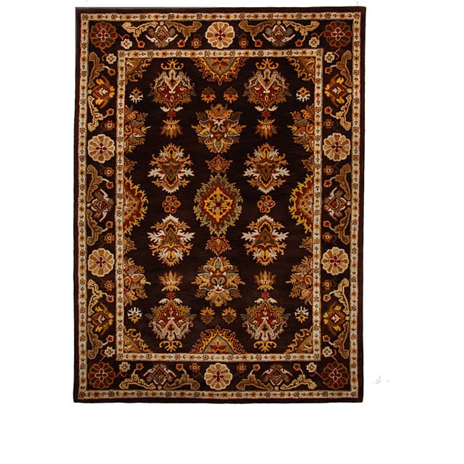 Hand tufted Tempest Dark Brown/ivory Oriental Area Rug (8 X 11)