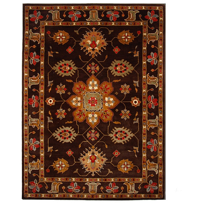 Hand tufted Tempest Dark Brown/tan Oriental Area Rug (8 X 11)