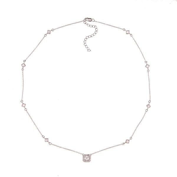 La Preciosa Sterling Silver Cubic Zirconia Square Necklace La Preciosa Cubic Zirconia Necklaces