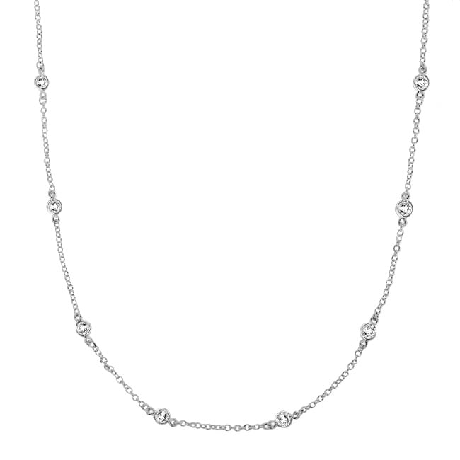 Sterling Silver Clear Cubic Zirconia 16-inch By-the-yard Necklace