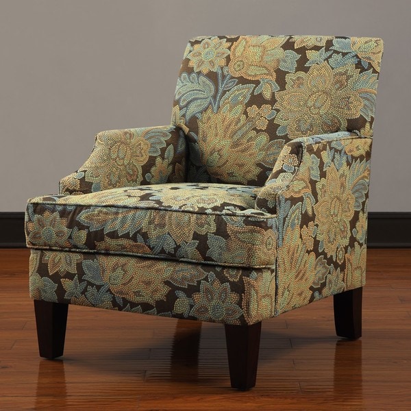 angeloHOME Carissa Soft Velvety Paisley Blue Arm Chair