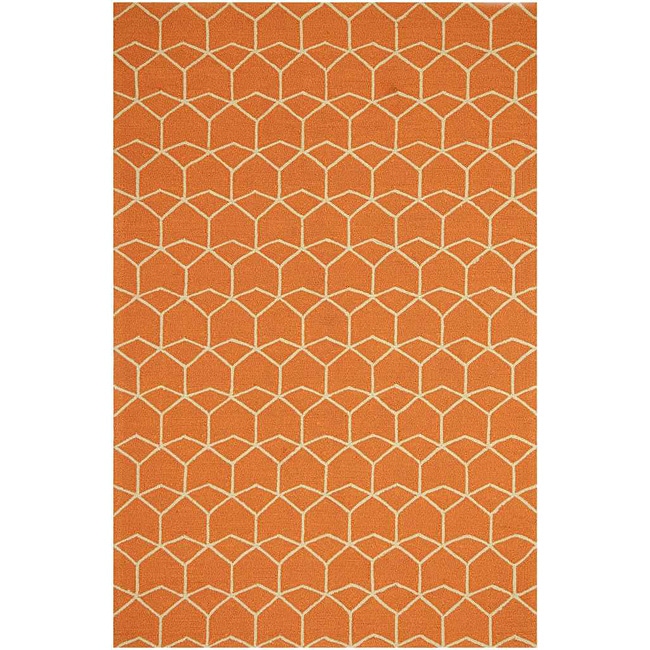 Abstract Outdoor Hand hooked Rug (2 X 3)