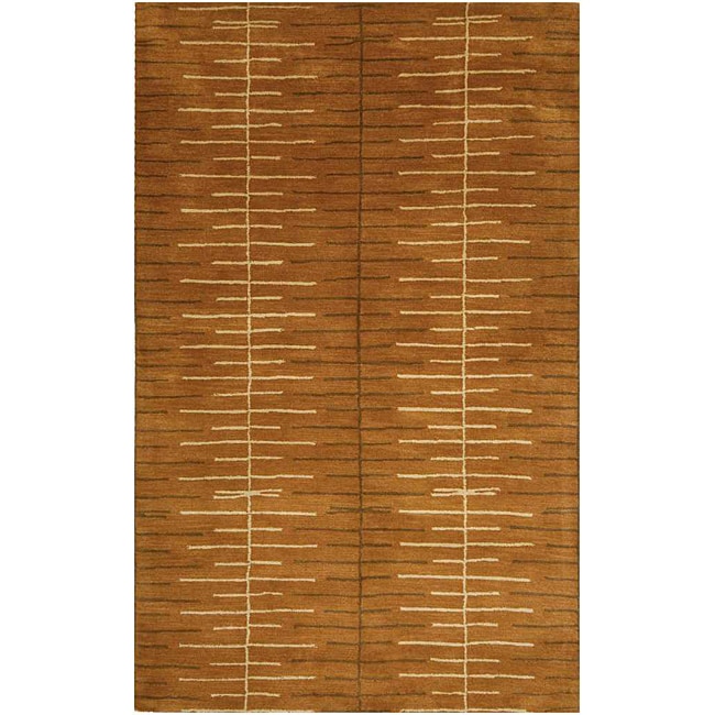 Contemporary Hand tufted Tan Wool Area Rug (96 X 136)