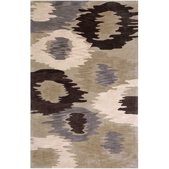 Hand tufted Beige Abstract Area Rug (76 X 96)