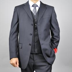 Men's Black 3-piece Suit - Free Shipping Today - Overstock.com
