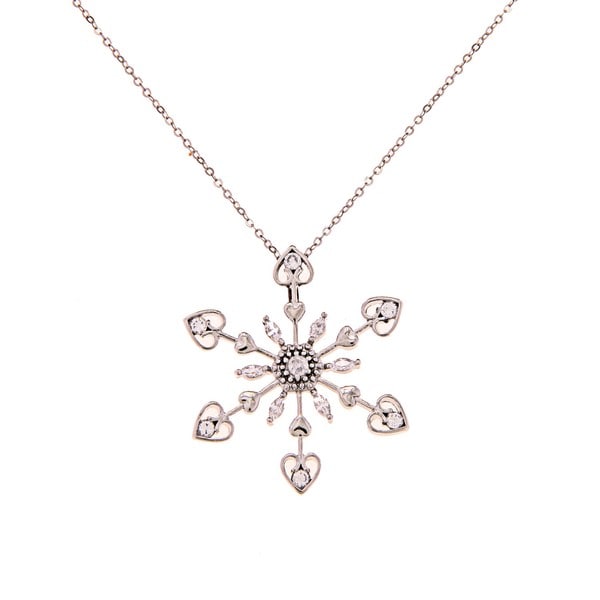 La Preciosa Sterling Silver CZ Snowflake Necklace  