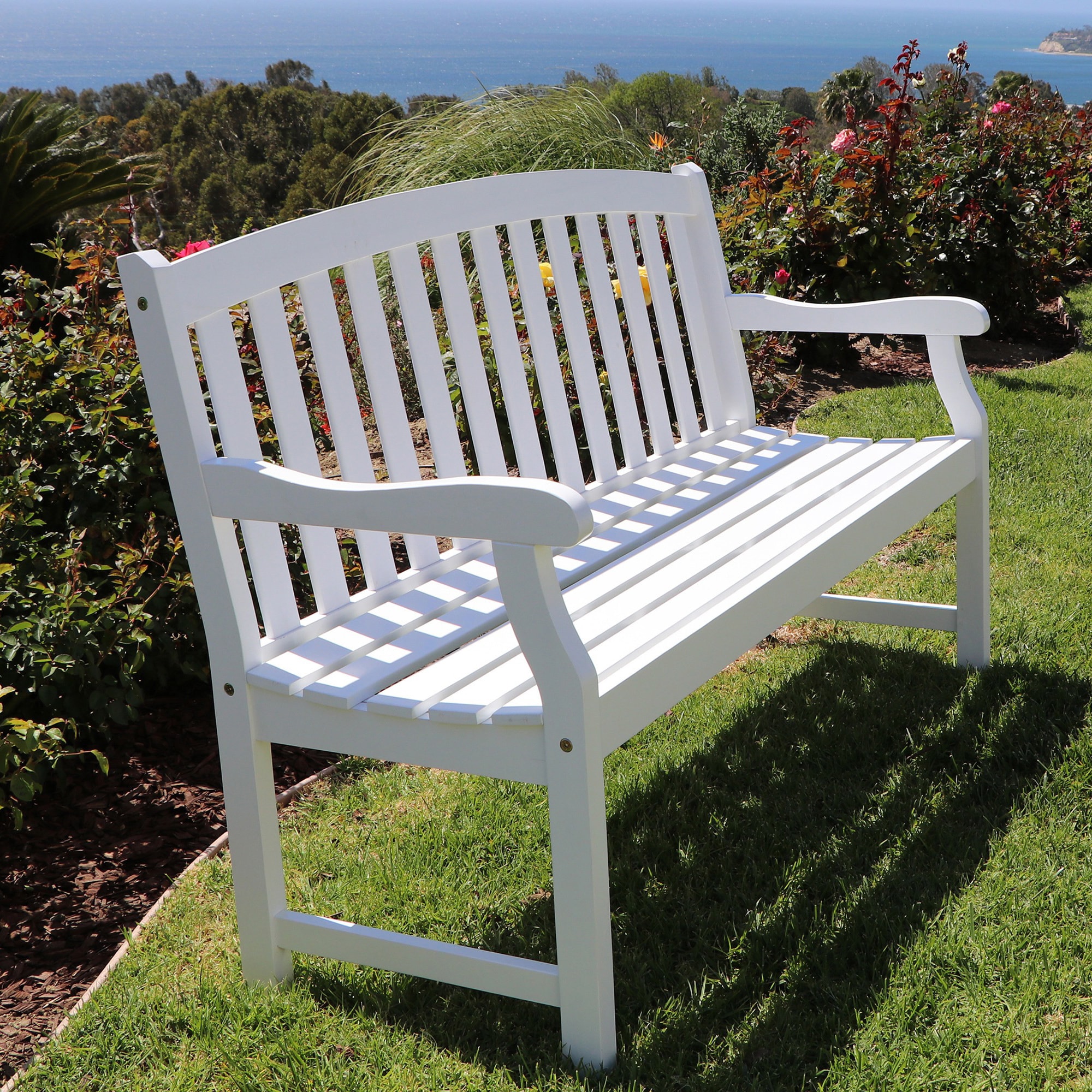 Shop Bradley Outdoor White Weather Resistant Wood Bench