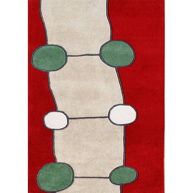 Handmade Red New Zealand Wool Rug - 4' x 6'