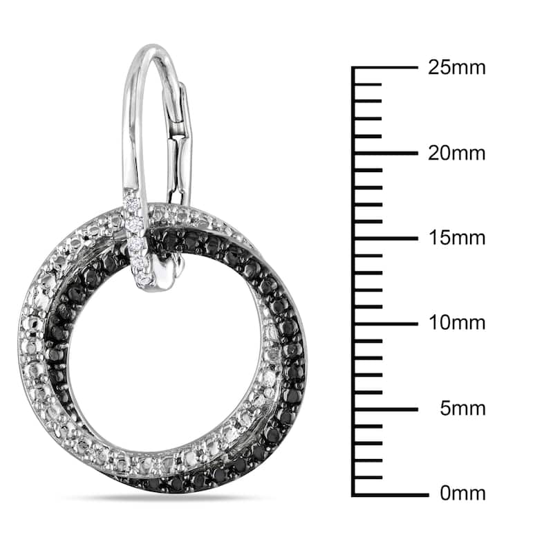 Miadora Sterling Silver White Diamond Dangle Earrings