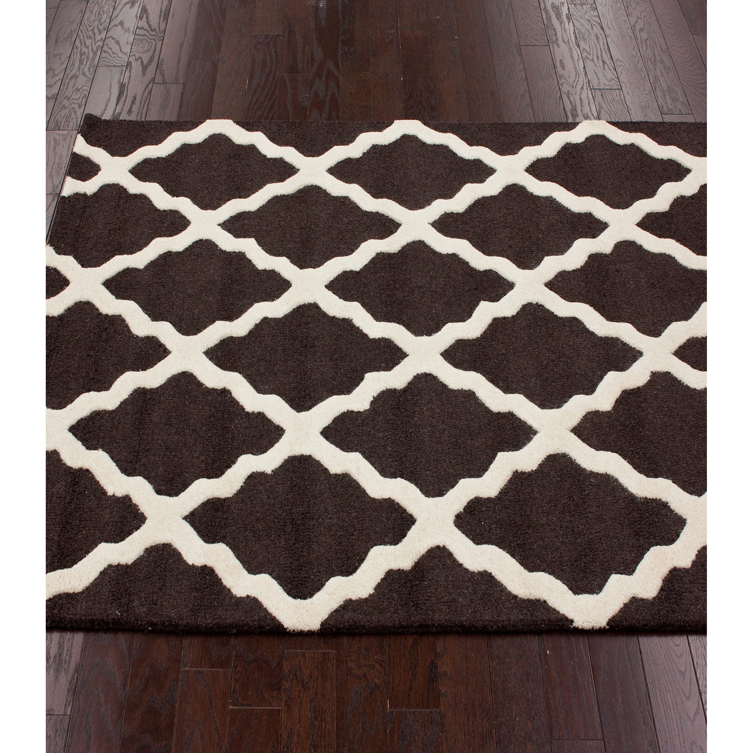 Nuloom Hand hooked Alexa Moroccan Trellis Petit point Wool Rug (86 X 116) Brown Size 86 x 116