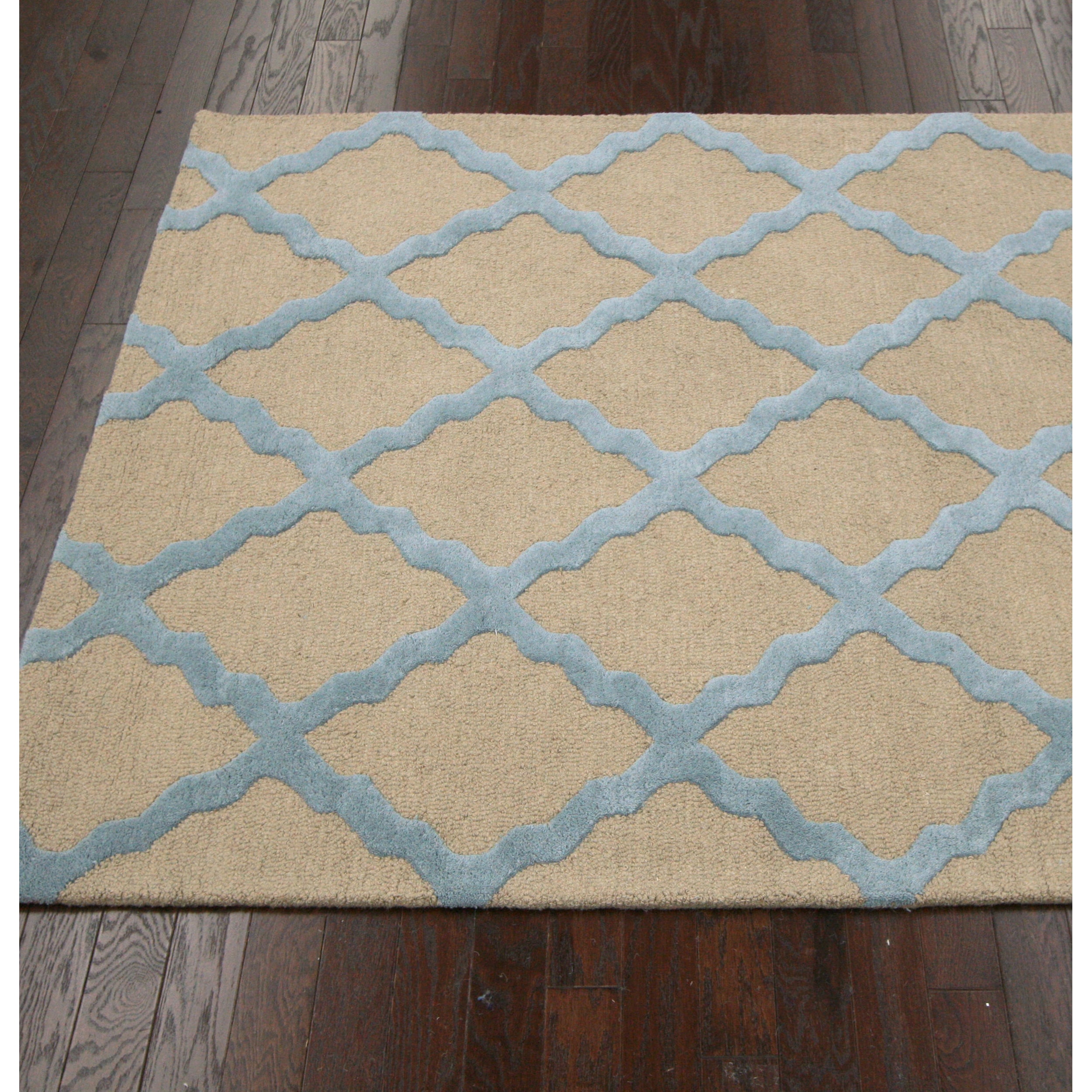 Nuloom Hand hooked Alexa Moroccan Trellis Petit point Wool Rug (86 X 116) Beige Size 86 x 116