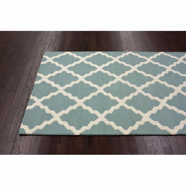 Nuloom Hand hooked Alexa Moroccan Trellis Petit point Wool Rug (86 X 116) Blue Size 86 x 116